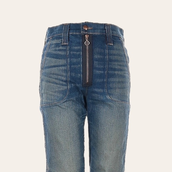 Rivet & Thread Madewell Wide Leg Crop Jeans Size 27 Blue High Rise Patch Pocket - Picture 5 of 11